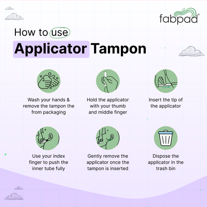 Fabpad 100% Organic Cotton Applicator Tampons - Pack of 16