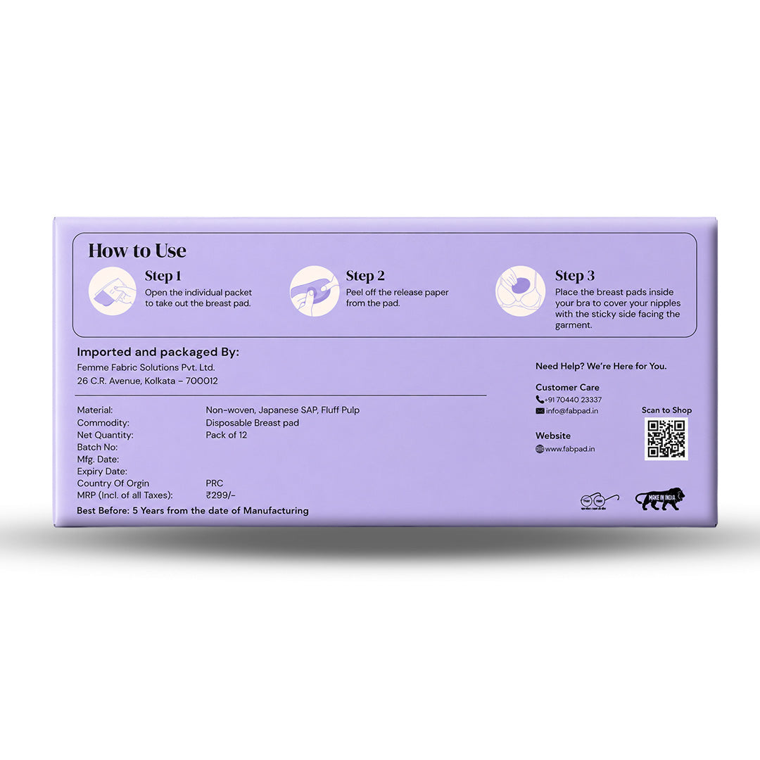 Fabpad Maternity Breast Pads – Disposable, Ultra-Absorbent, Leak-Proof