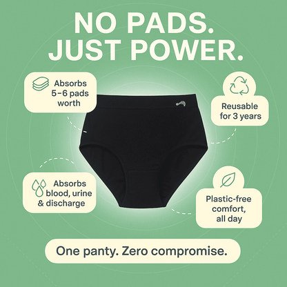 Black underwear with features highlighted on a green background
