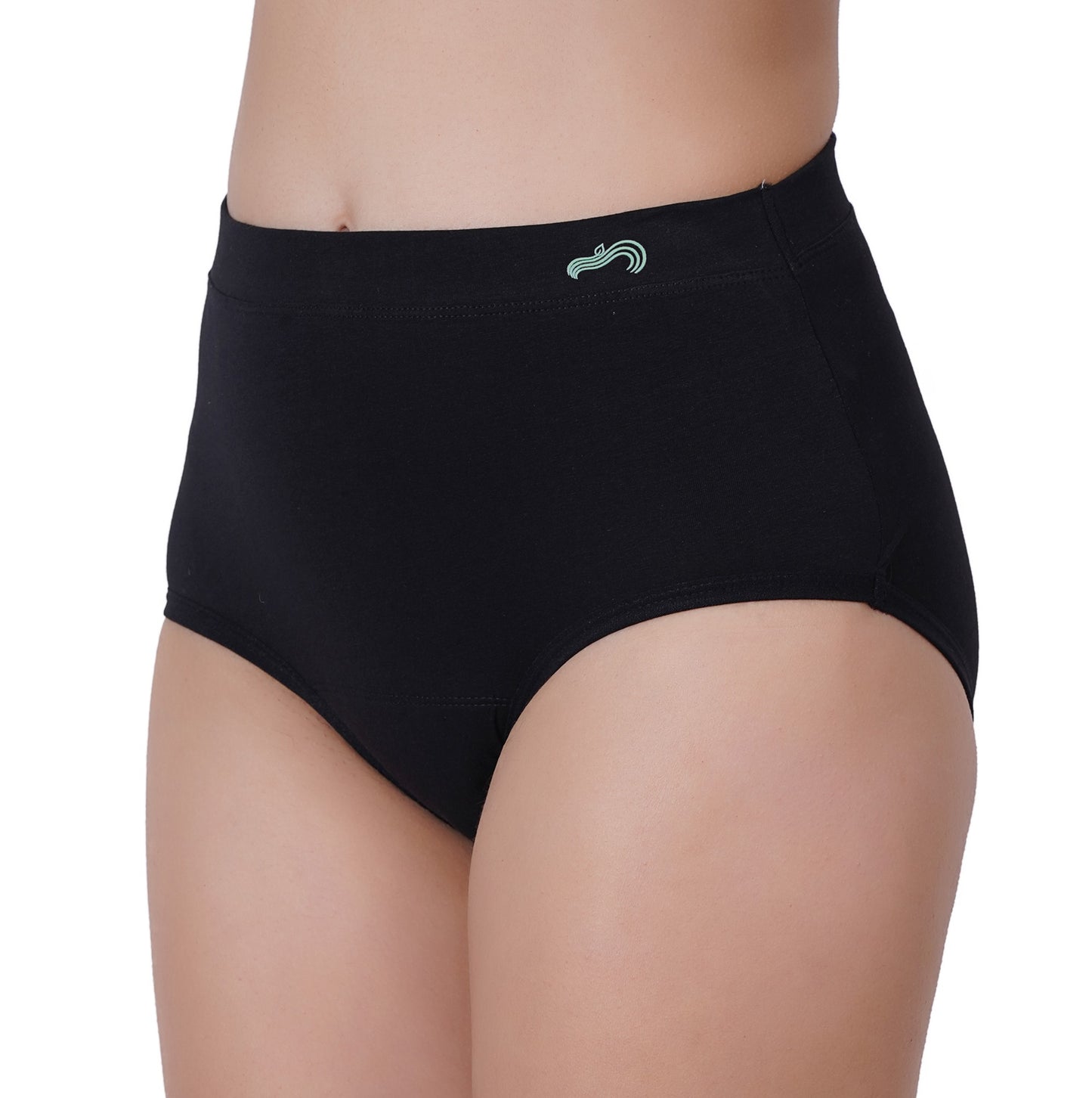 Black high-waist menstrual underwear with discreet design