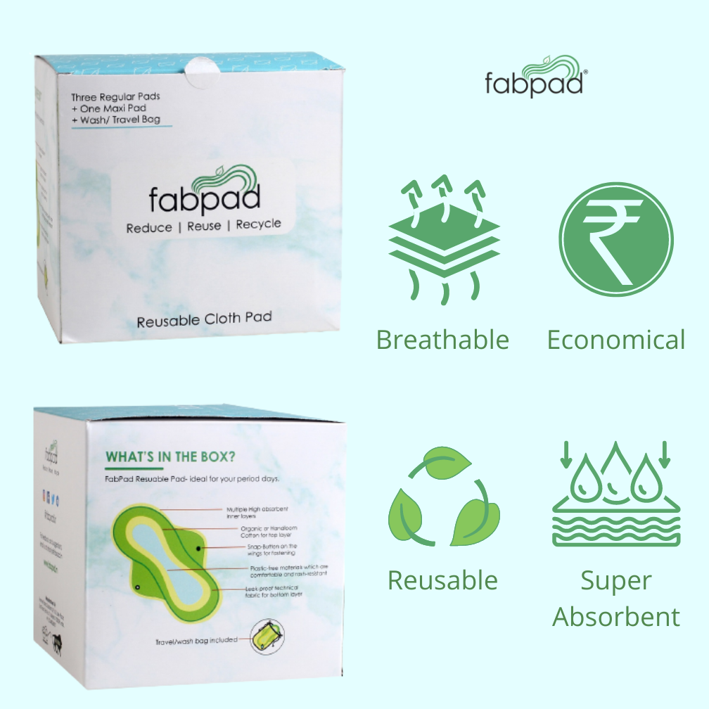 FabPad Reusable Washable Sanitary Cloth Pads Napkins Eco-Friendly Menstrual  Hygiene Solutions (Pack of 1) (Regular Dye, Regular - 26.5 CM) 