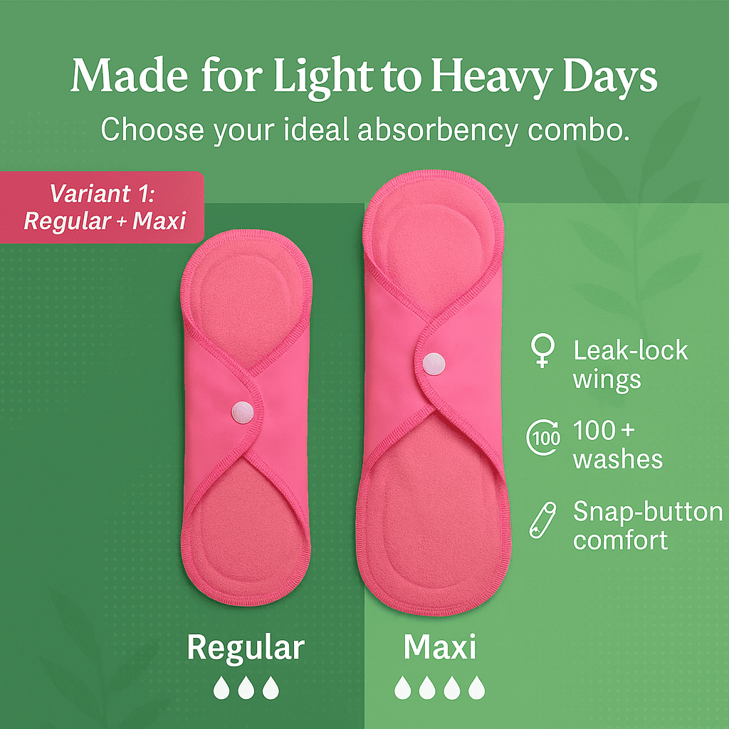 Fabpad Reusable Washable Sanitary Cloth Pads - Pack of 2 - Pink