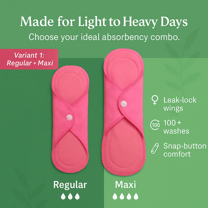 Fabpad Reusable Washable Sanitary Cloth Pads - Pack of 2 - Pink