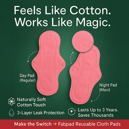 Fabpad Reusable Washable Sanitary Cloth Pads - Pack of 2 - Pink