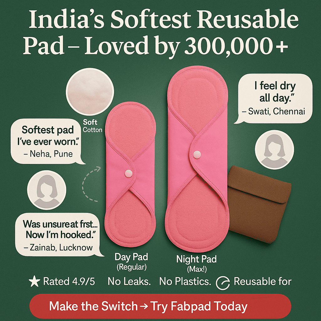 Fabpad Reusable Washable Sanitary Cloth Pads - Pack of 2 - Pink