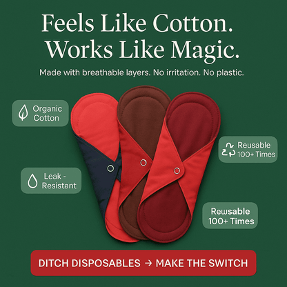 FabPad Reusable Washable Biodegradable Sanitary Napkins Cloth Pads (Pack of 4, Asst Colors)