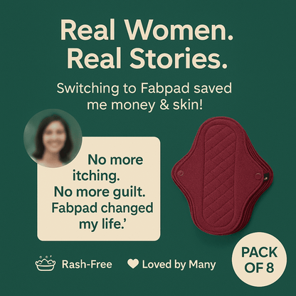 Fabpad Reusable Washable Sanitary Cloth Pads - Pack of 8 - Maroon