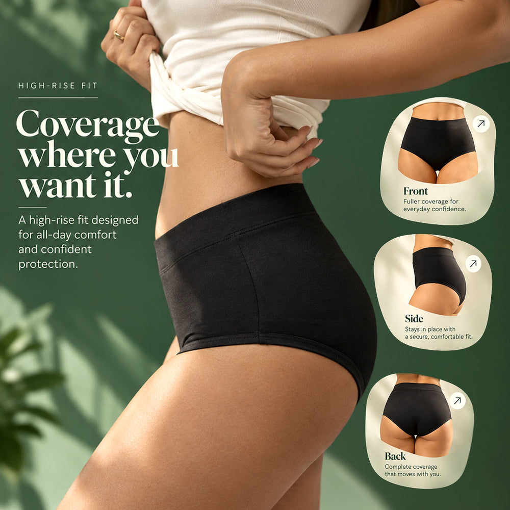 Fabpad High Waist Period Panty for Women – Reusable Leak Proof Period Underwear, Heavy Flow, Overnight, Cotton Spandex