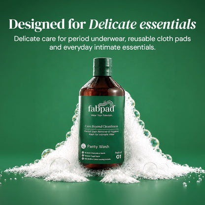 Fabpad Liquid Detergent – Remove Period/Urine Stains Effortlessly, Gentle & Eco-Friendly Wash for Reusable Period Panties & Cloth Pads, 500 ML