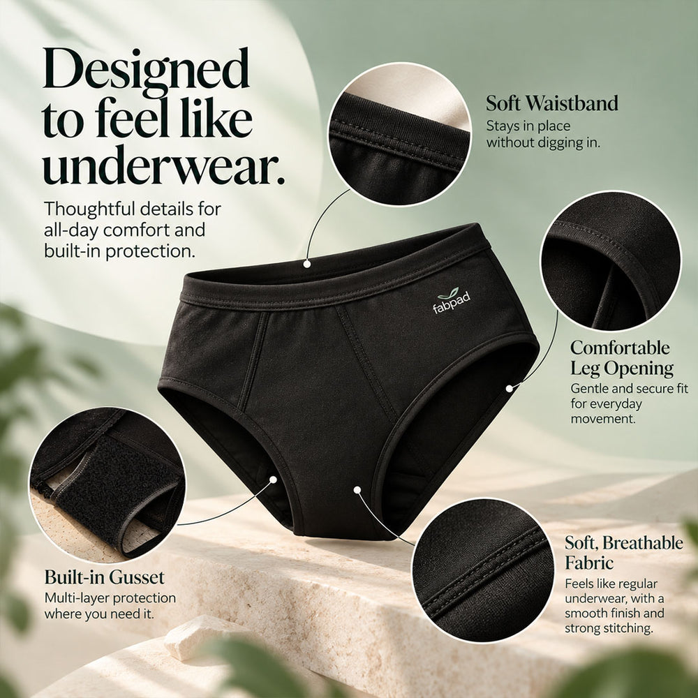 Fabpad Period Panty for Teens – Reusable Leak Proof Period Underwear for Girls, Heavy Flow, First Period, Cotton Spandex