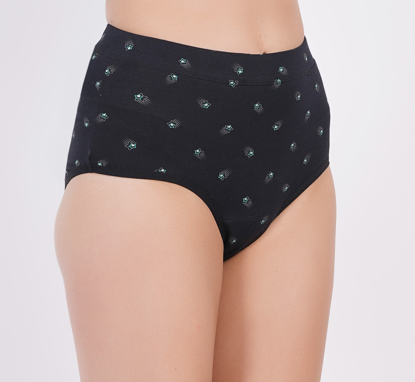 Durable high-waist menstrual panty with odor-neutralizing technology