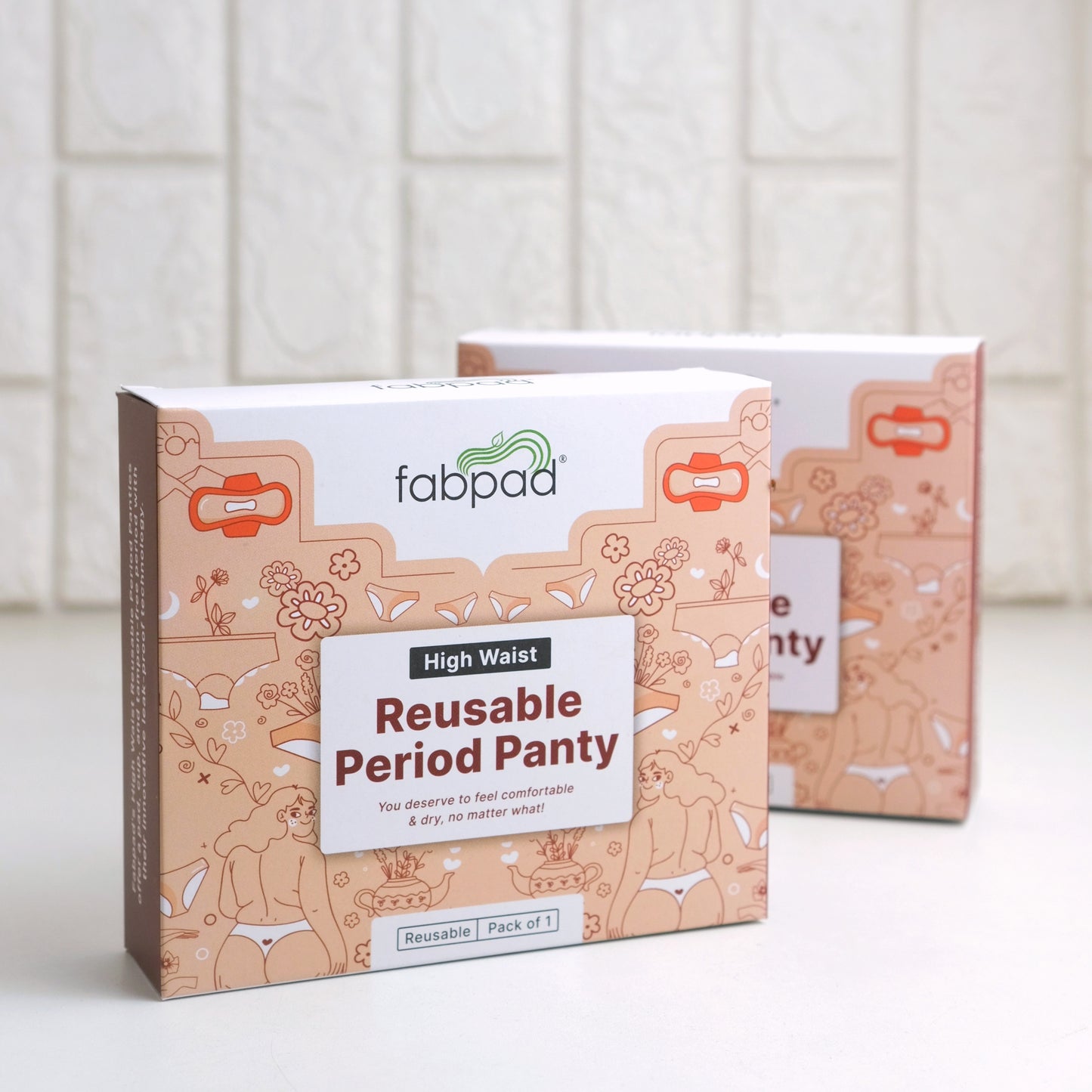 High-waist menstrual underwear with maximum leak-proof protection