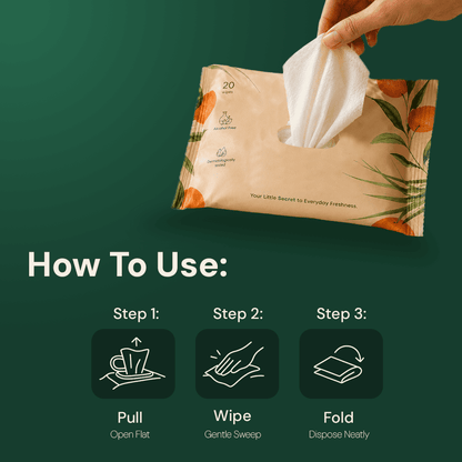 Fabpad Gentle Intimate Wipes – Lemongrass & Orange | 20 Wipes | pH 3.5 Balanced, Alcohol-Free