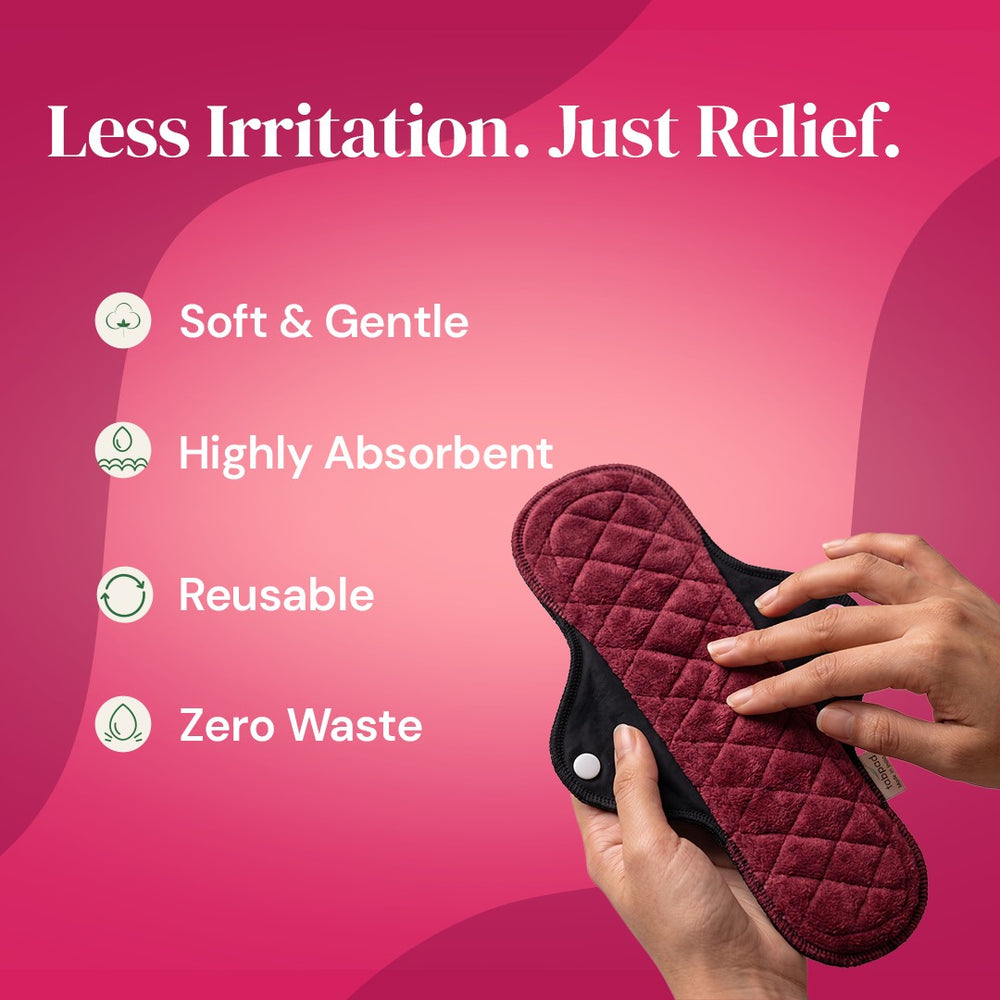 Fabpad Reusable Washable Sanitary Cloth Pads - Pack of 2 - Maroon