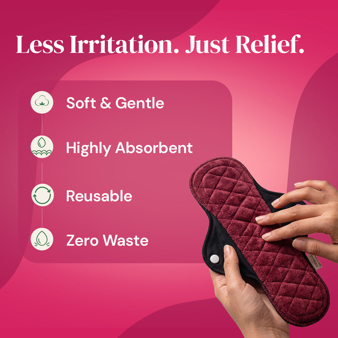 Fabpad Reusable Washable Sanitary Cloth Pads – Pack of 1 – Maroon