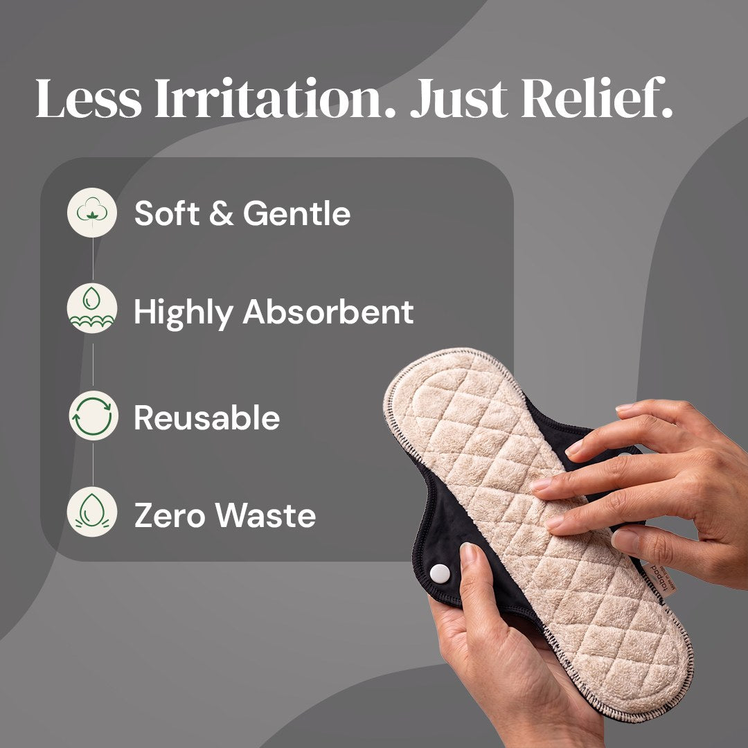 Fabpad Reusable Washable Sanitary Cloth Pads – Pack of 4 – Off White
