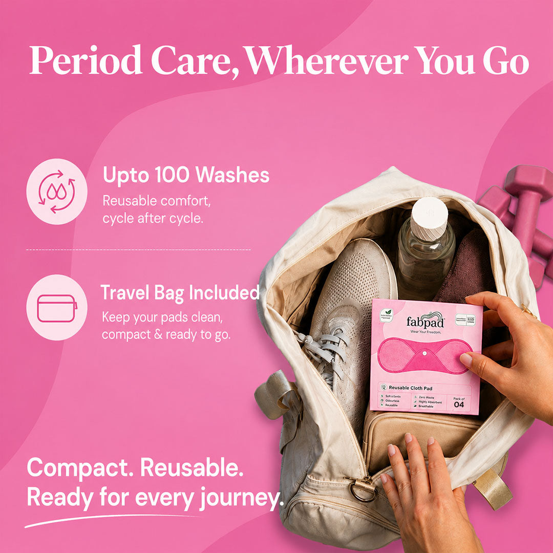Fabpad Reusable Washable Sanitary Cloth Pad - Pack of 4 - Pink