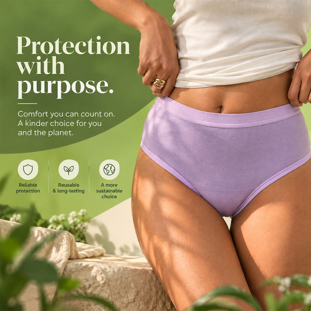 Fabpad Eco High Waist Period Panty – 100% Cotton, Leak-Proof & Reusable