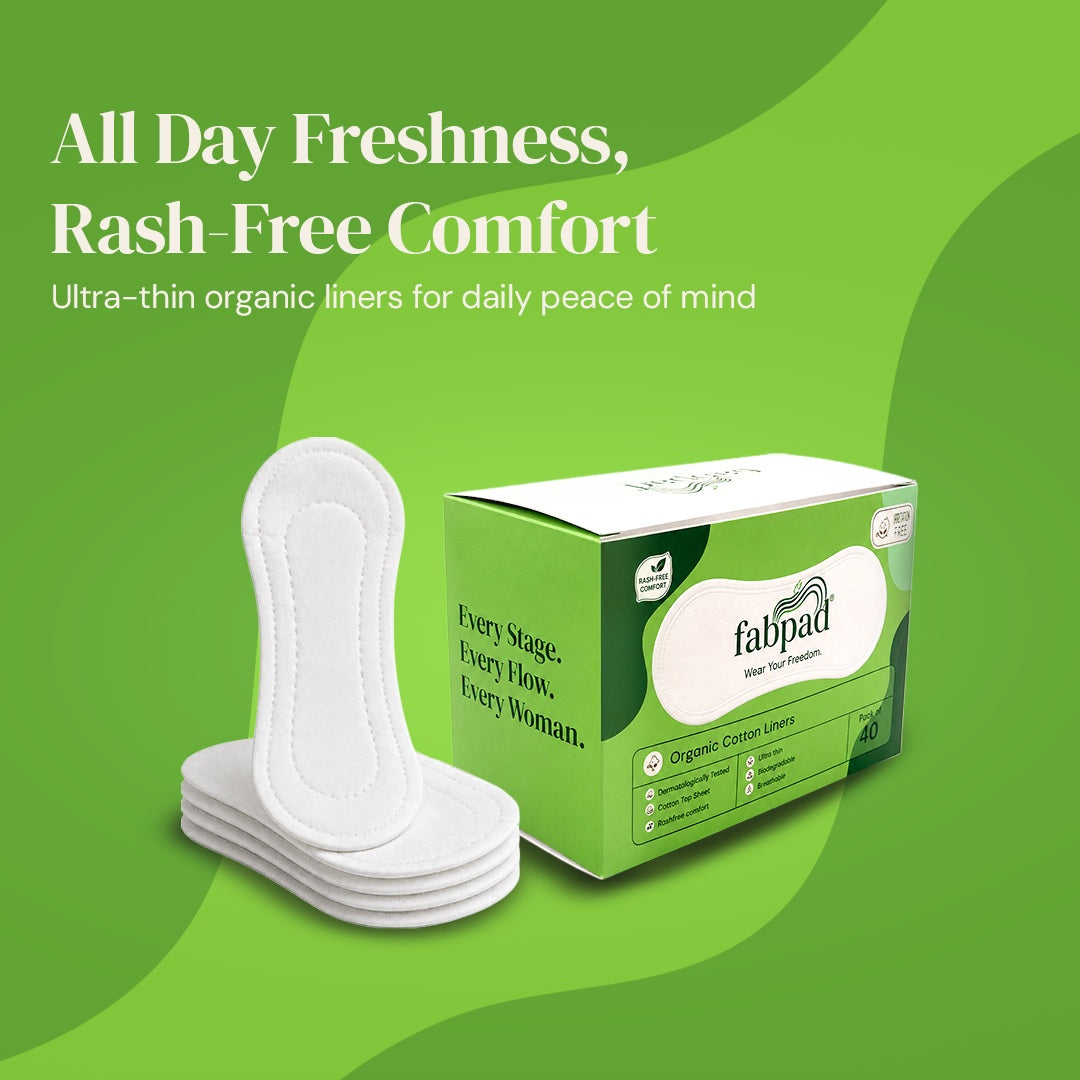 Fabpad Pantyliners Organic Cotton Biodegradable Disposable Pack of 40