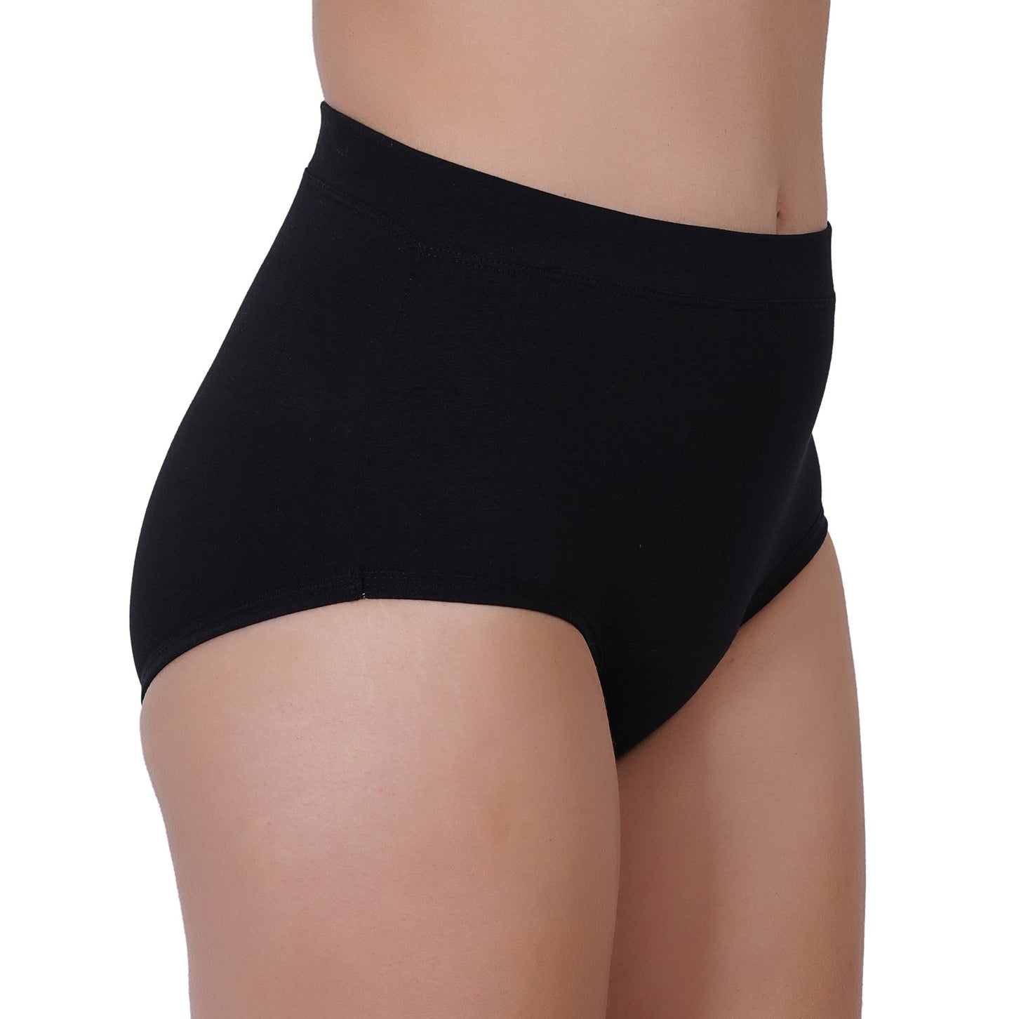 Reusable high-waist period panty with breathable cotton lining