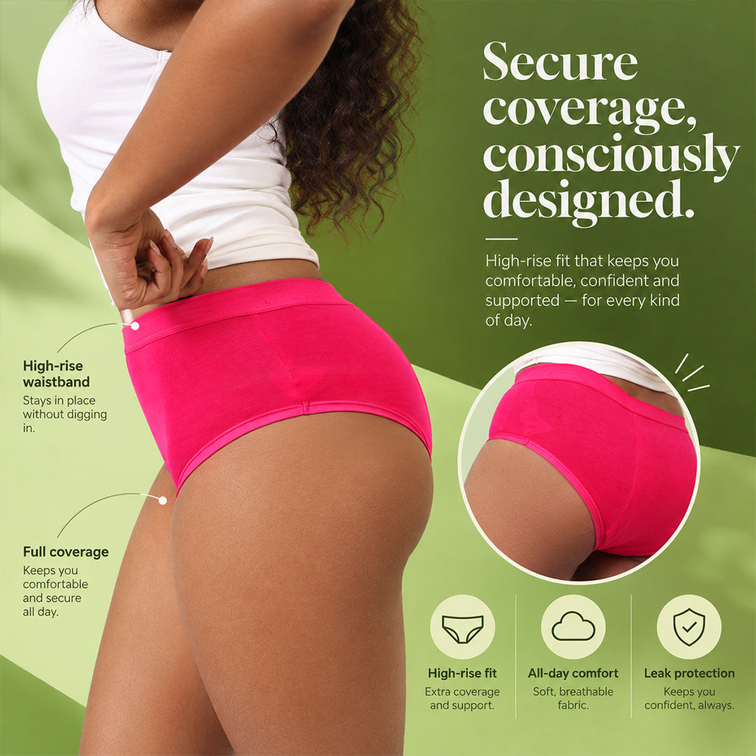 Fabpad Eco High Waist Period Panty – 100% Cotton, Leak-Proof & Reusable