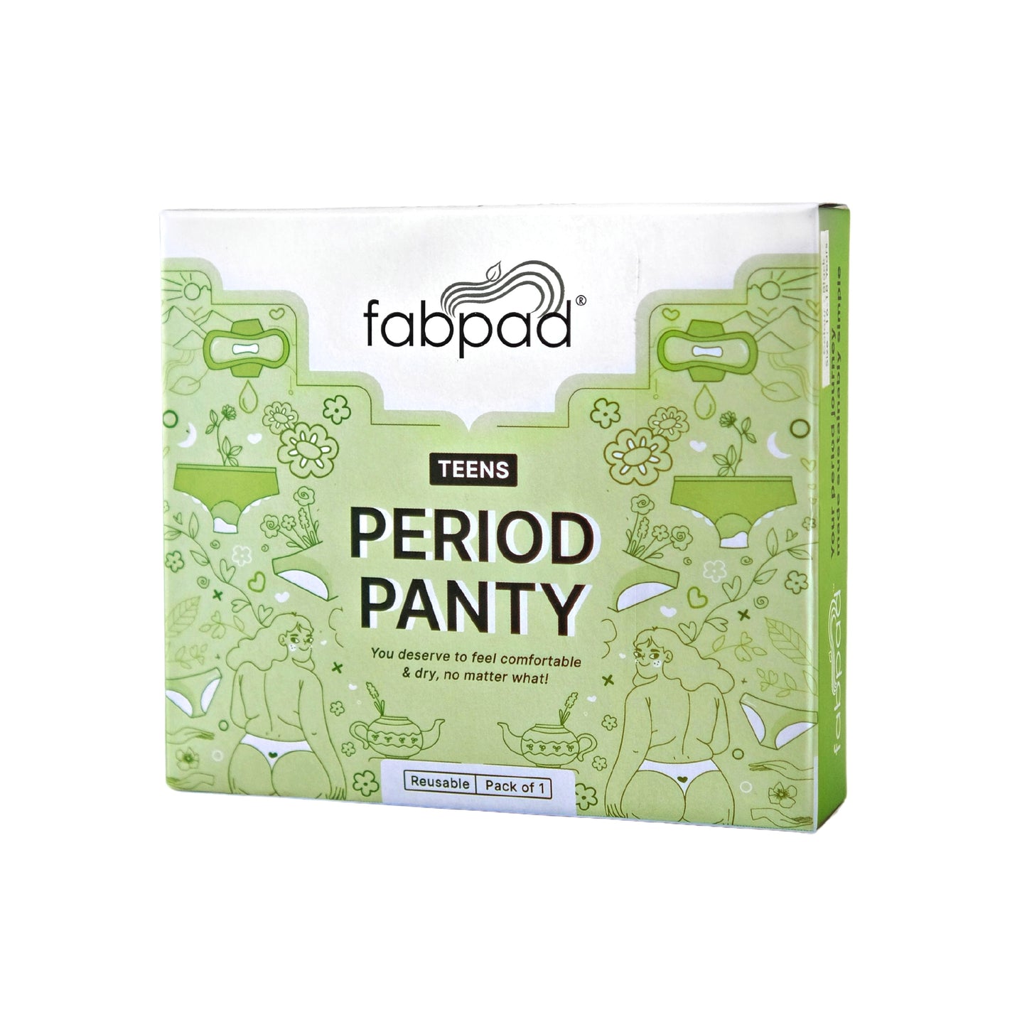 Fabpad Teen Girls Reusable Leak Proof Highly Absorbent Period Panties/Underwear lasts for up to 3 years