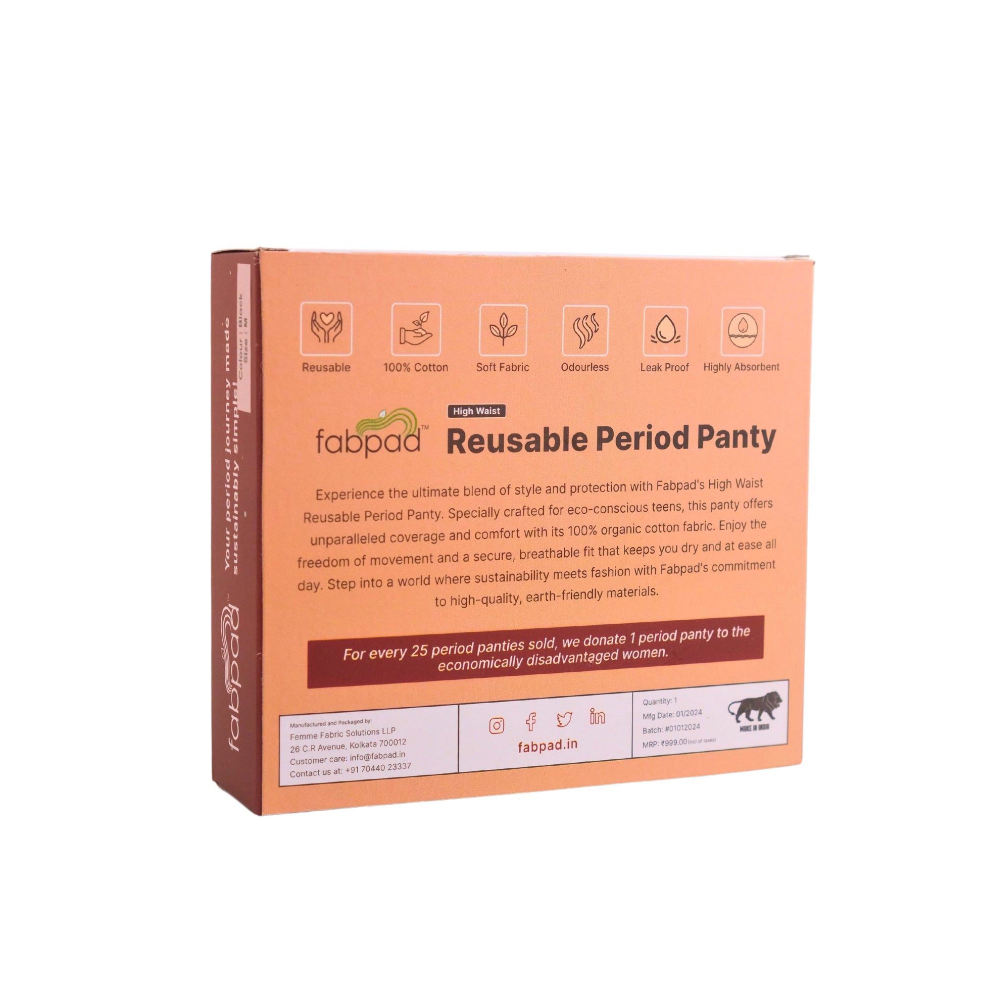 Fabpad Reusable High Waist Leak Proof Period, Urine incontinence