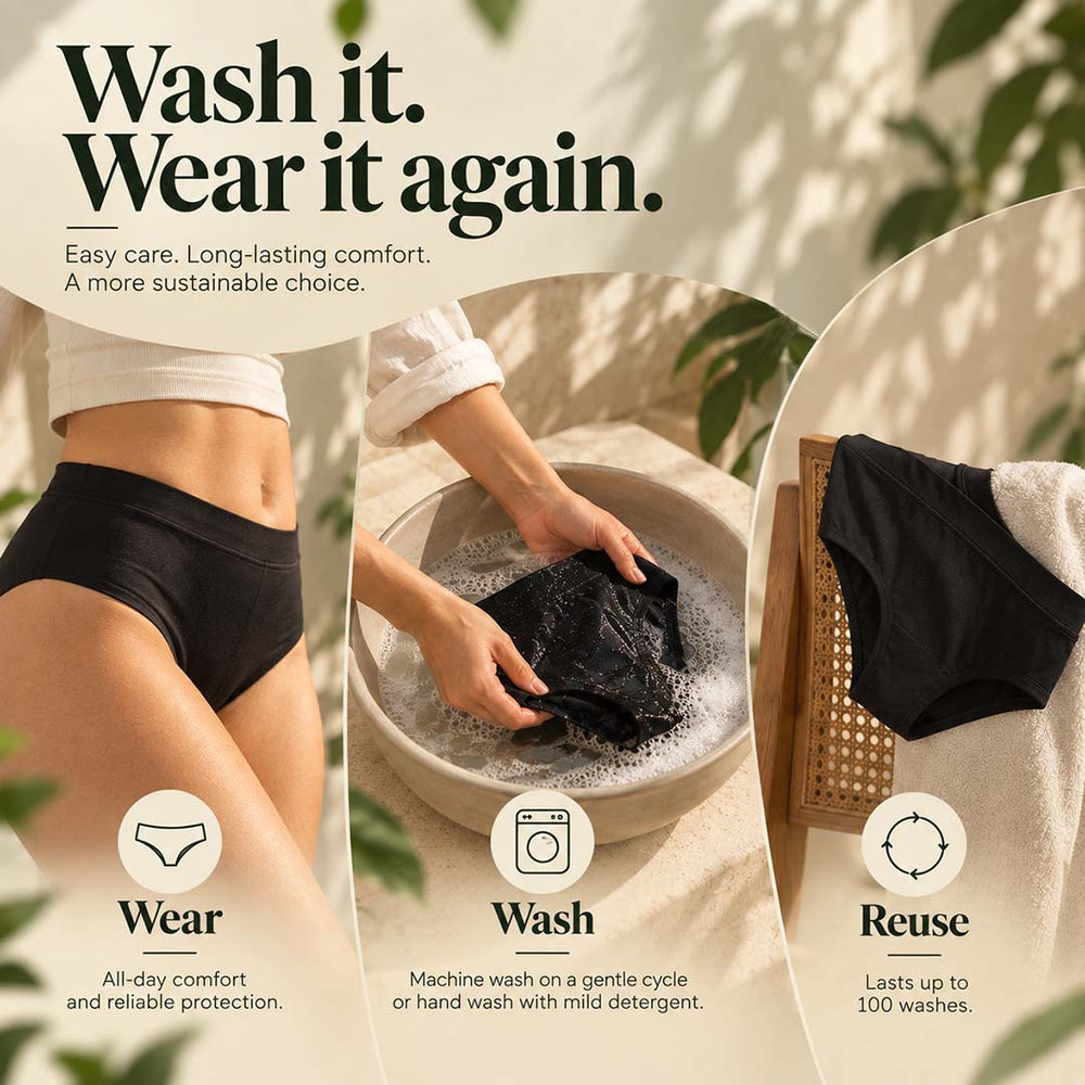 Fabpad High Waist Period Panty for Women – Reusable Leak Proof Period Underwear, Heavy Flow, Overnight, Cotton Spandex
