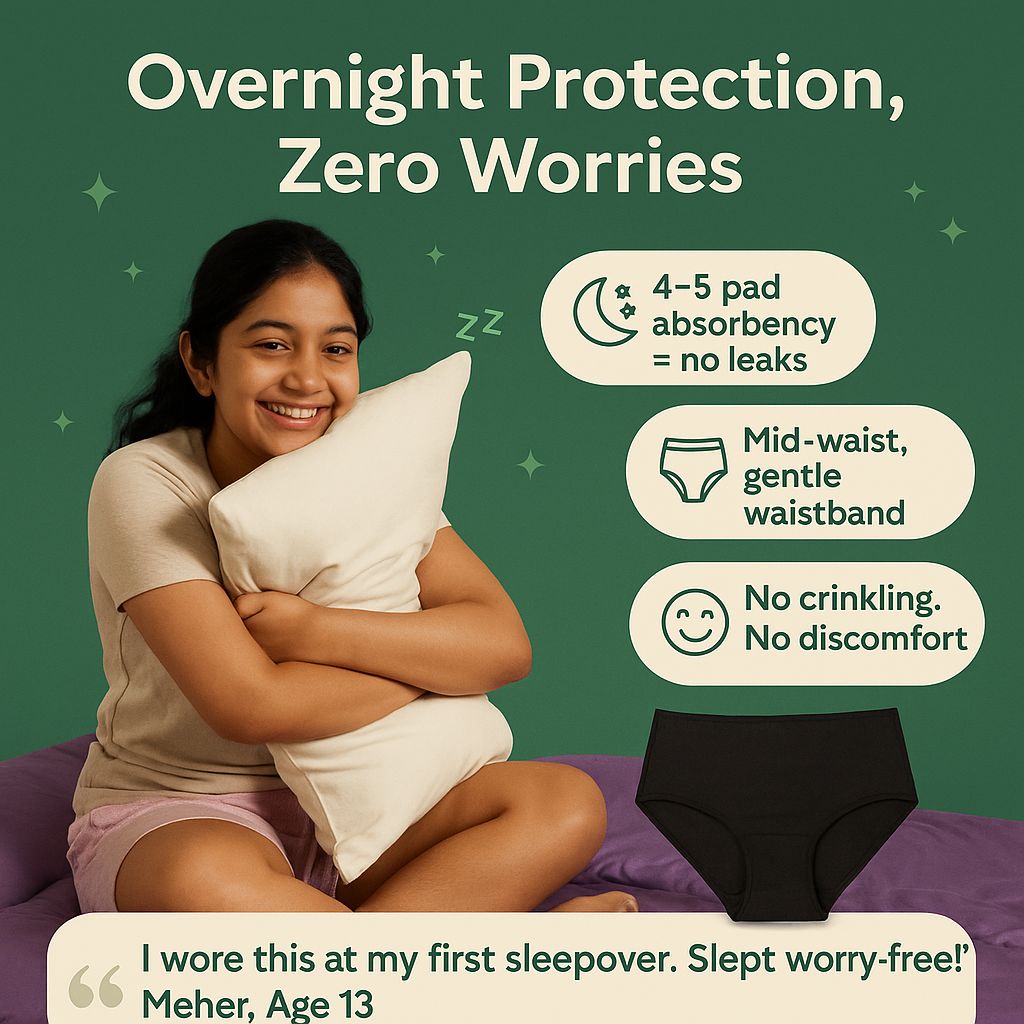 Woman holding a pillow with product features highlighted on a green background