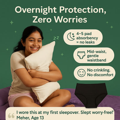 Woman holding a pillow with product features highlighted on a green background