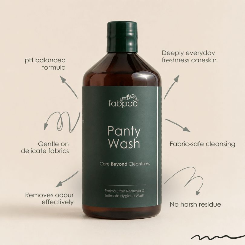 Fabpad Liquid Detergent – Remove Period/Urine Stains Effortlessly, Gentle & Eco-Friendly Wash for Reusable Period Panties & Cloth Pads, 500 ML