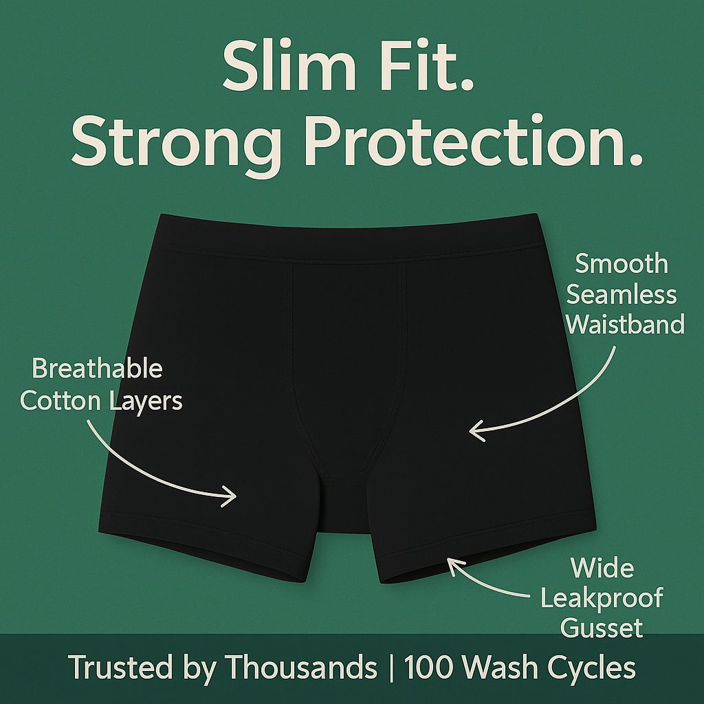 Fabpad Period Shorties Reusable, Leak-Proof Panty/Underwear for Heavy Flow & Urine Leaks (Boy Shorts)