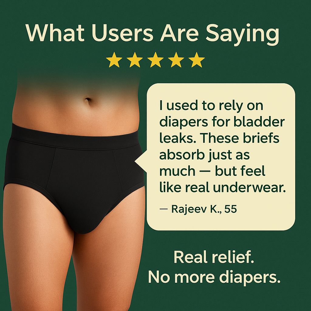 Fabpad Men's 100% Cotton Reusable Leakproof Accidental Urine Leakage Incontinence Underwear/Briefs