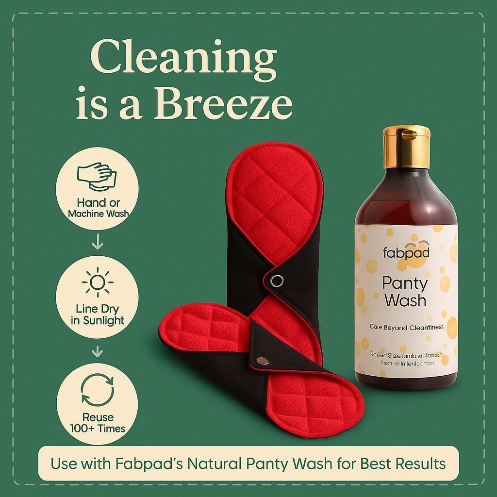 Fabpad Reusable Washable Sanitary Cloth Pantyliners - Pack of 3