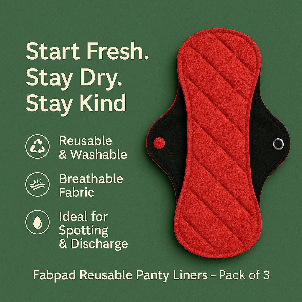 Fabpad Reusable Washable Sanitary Cloth Pantyliners - Pack of 3