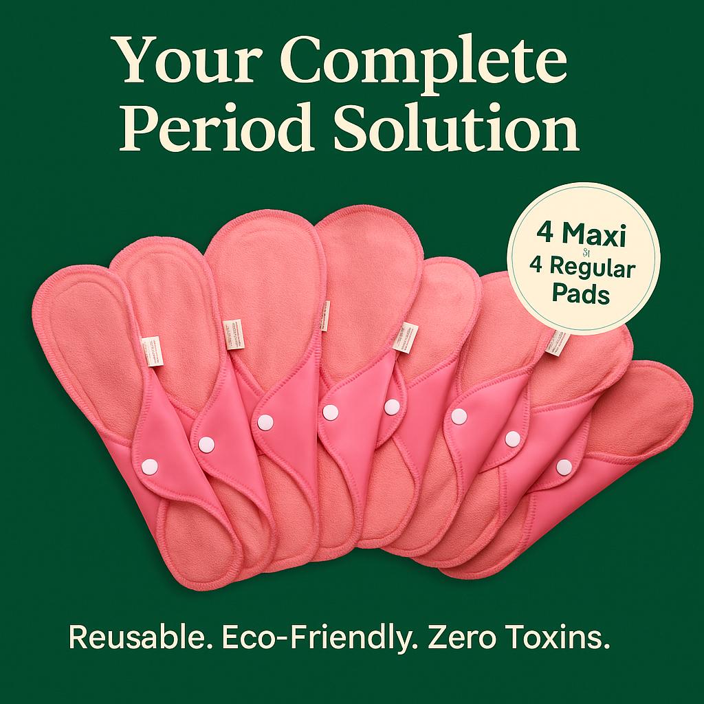 Fabpad Reusable Washable Sanitary Cloth Pads - Pack of 8 - Pink