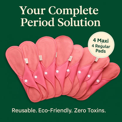 Fabpad Reusable Washable Sanitary Cloth Pads - Pack of 8 - Pink