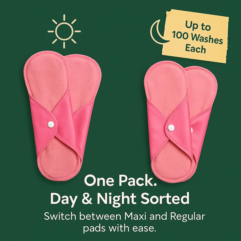 Fabpad Reusable Washable Sanitary Cloth Pads - Pack of 8 - Pink