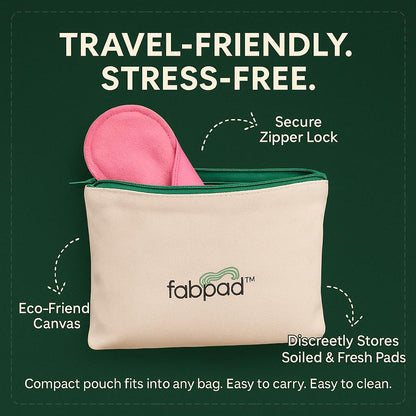 Fabpad Reusable Washable Sanitary Cloth Pads - Pack of 8 - Pink