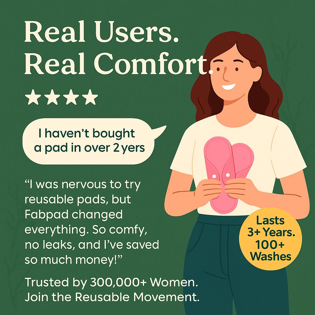 Fabpad Reusable Washable Sanitary Cloth Pads - Pack of 8 - Pink