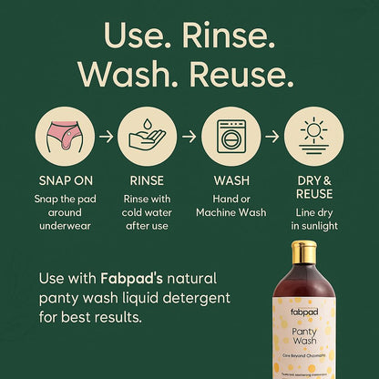 Fabpad Reusable Washable Sanitary Cloth Pads - Pack of 8 - Pink