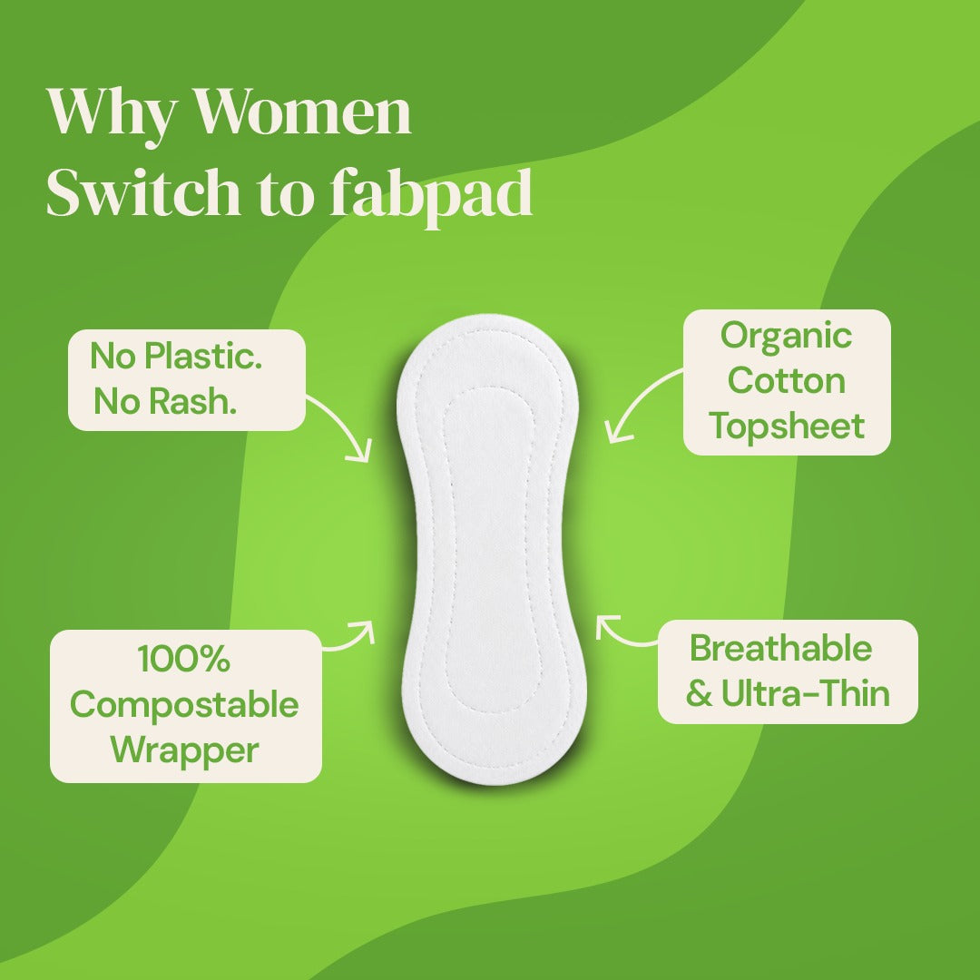 Fabpad Pantyliners Organic Cotton Biodegradable Disposable Pack of 40