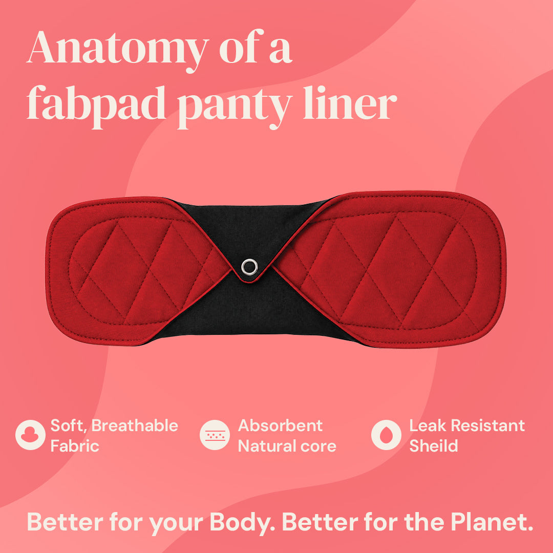 Fabpad Reusable Washable Sanitary Cloth Pantyliners - Pack of 3