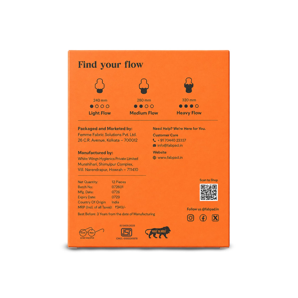 Fabpad Sanitary Pads | Organic Cotton | Biodegradable | Disposable
