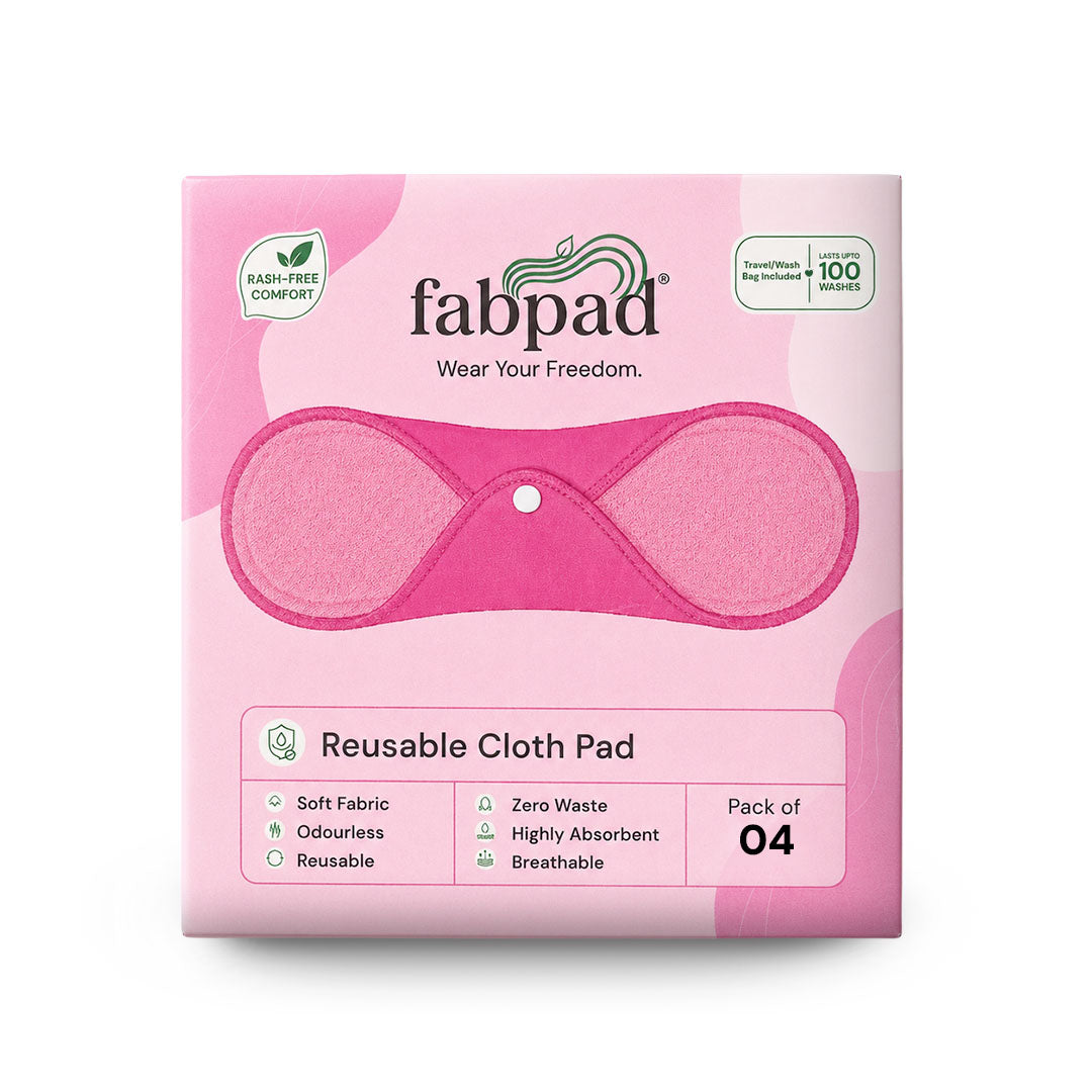 Fabpad Reusable Washable Sanitary Cloth Pad - Pack of 4 - Pink