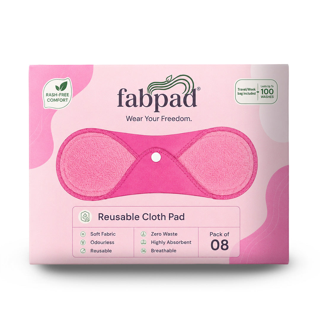 Fabpad Reusable Washable Sanitary Cloth Pads - Pack of 8 - Pink
