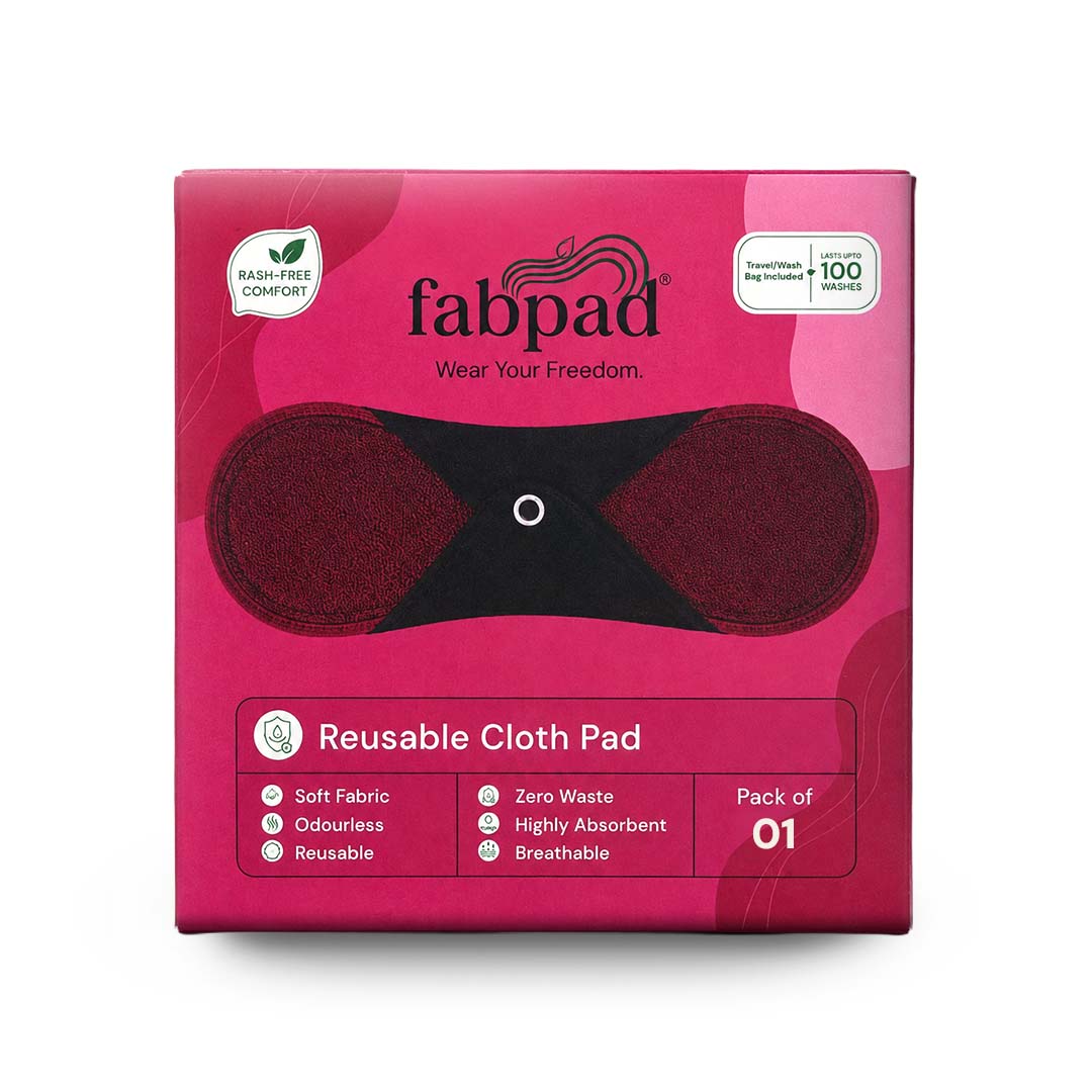 Fabpad Reusable Washable Sanitary Cloth Pads – Pack of 1 – Maroon