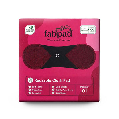Fabpad Reusable Washable Sanitary Cloth Pads – Pack of 1 – Maroon