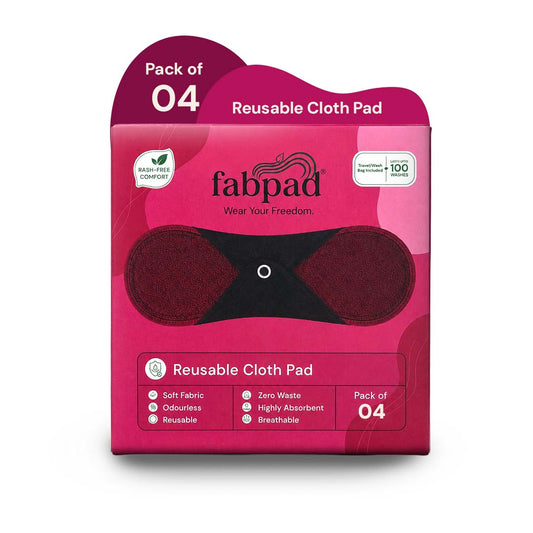 Fabpad Reusable Sanitary Cloth Pads – Pack of 4 - Maroon