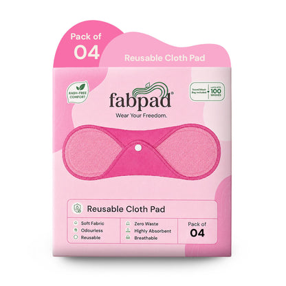 Fabpad Reusable Washable Sanitary Cloth Pad - Pack of 4 - Pink